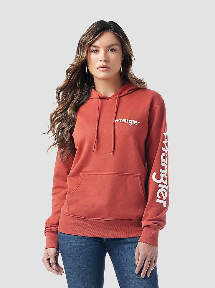 Final Sale ✨ Washed Red Wrangler Retro Logo Women's Hoodie