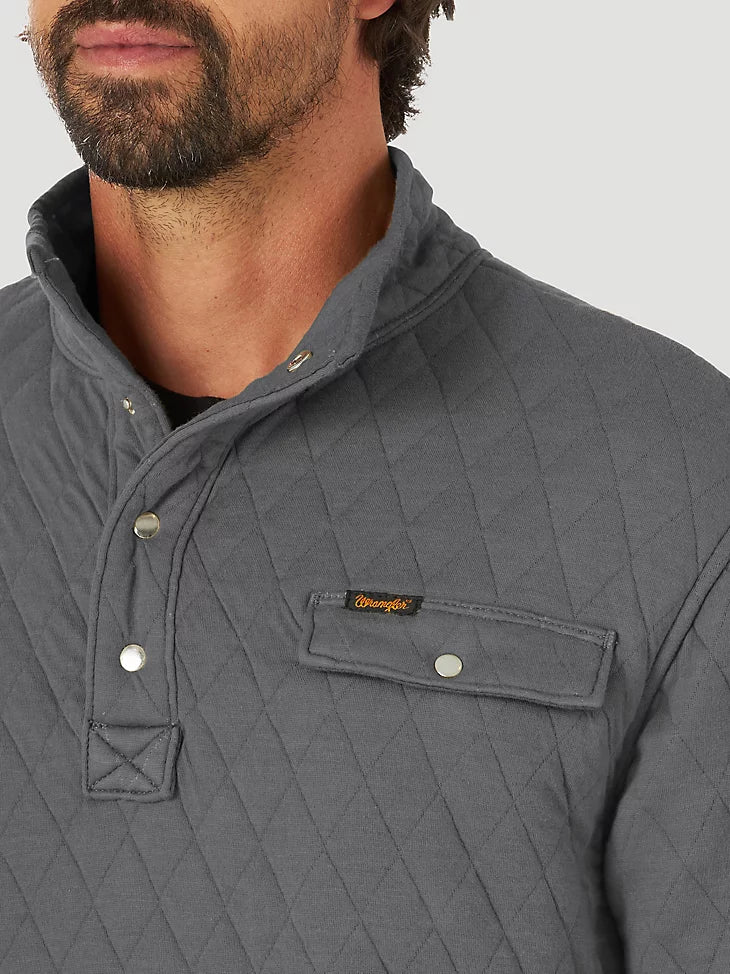 Wrangler Quilted 1/4 Snap Grey Pullover