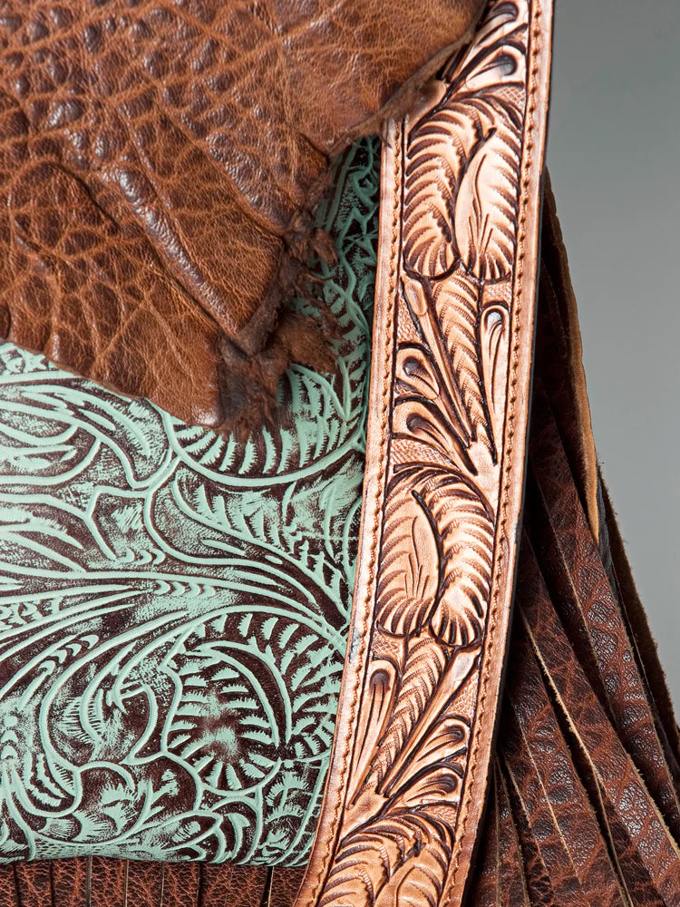 Saddle Tooled Turquoise Handbag