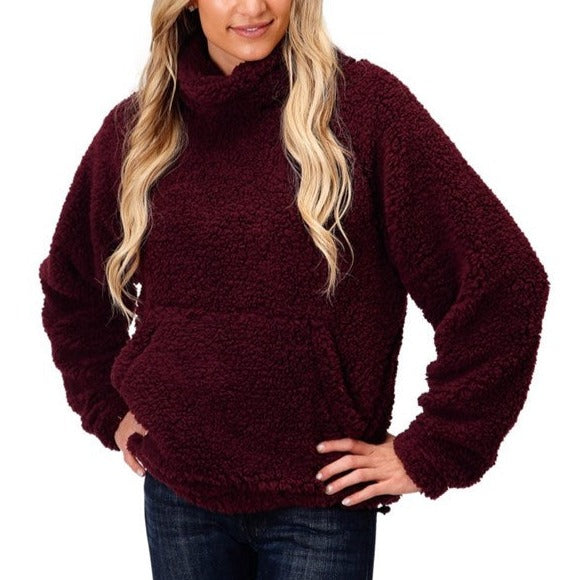 Wendi Polar Fleece Wine Women's Pullover Roper 03-098-0250-6177