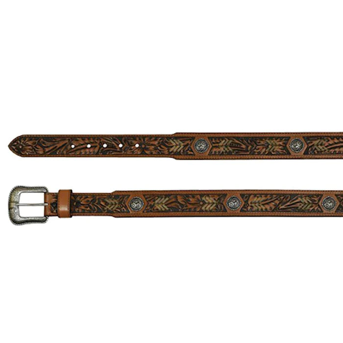 JP West Tooled Belt With Conchos
