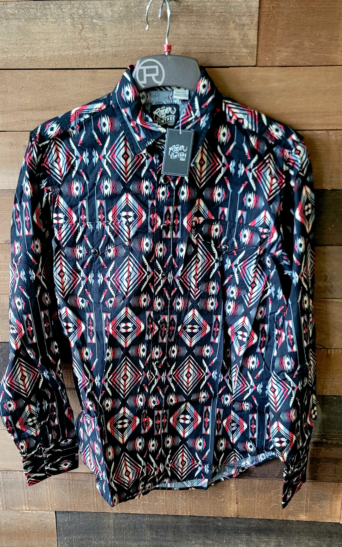 Black Aztec Snap Boys Western Shirt