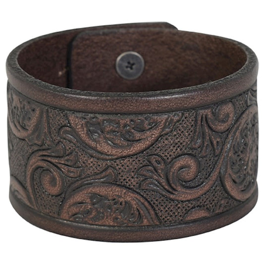 Genuine tooled wide bracelet