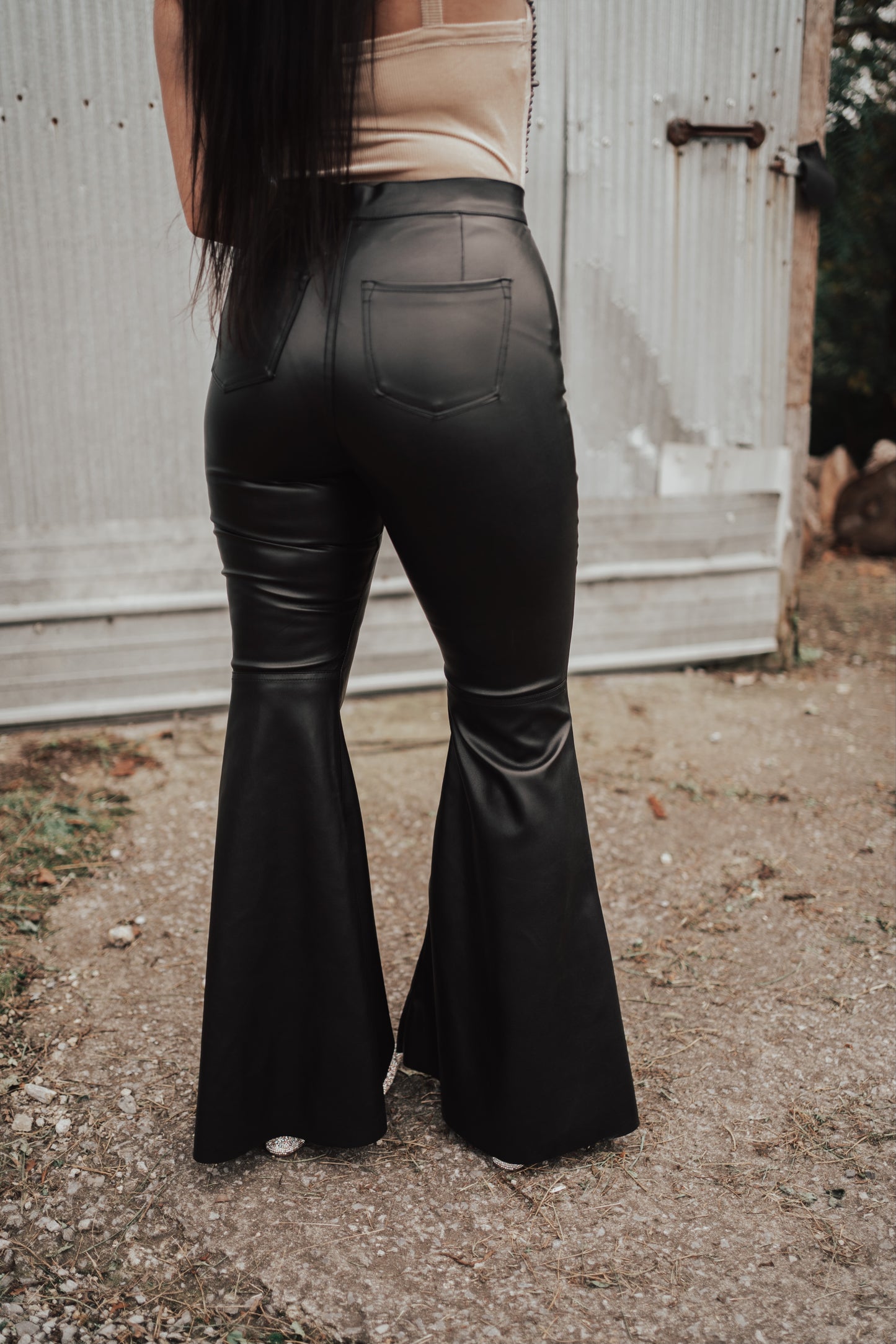 Black Faux Leather Bells