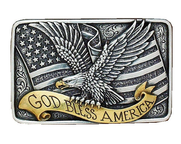 Eagle and flag belt buckle