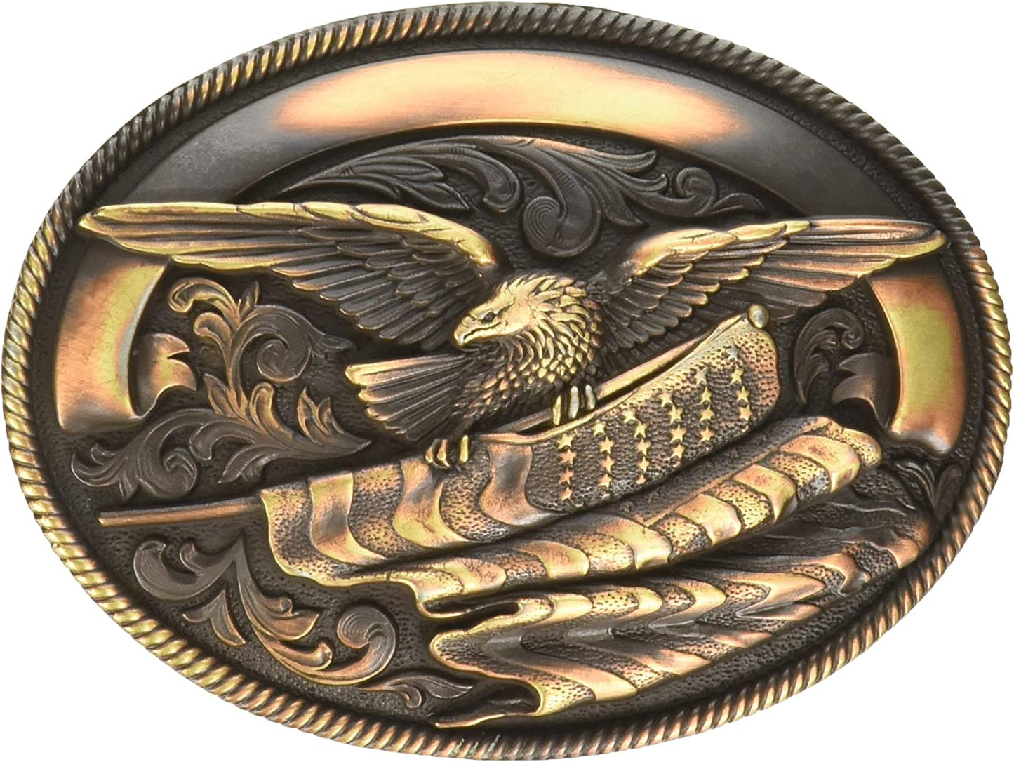 Rustic eagle and flag belt buckle