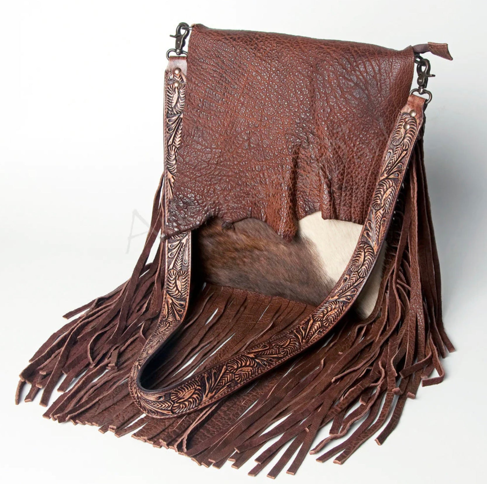 Western fringe cowhide crossbody outlet purse