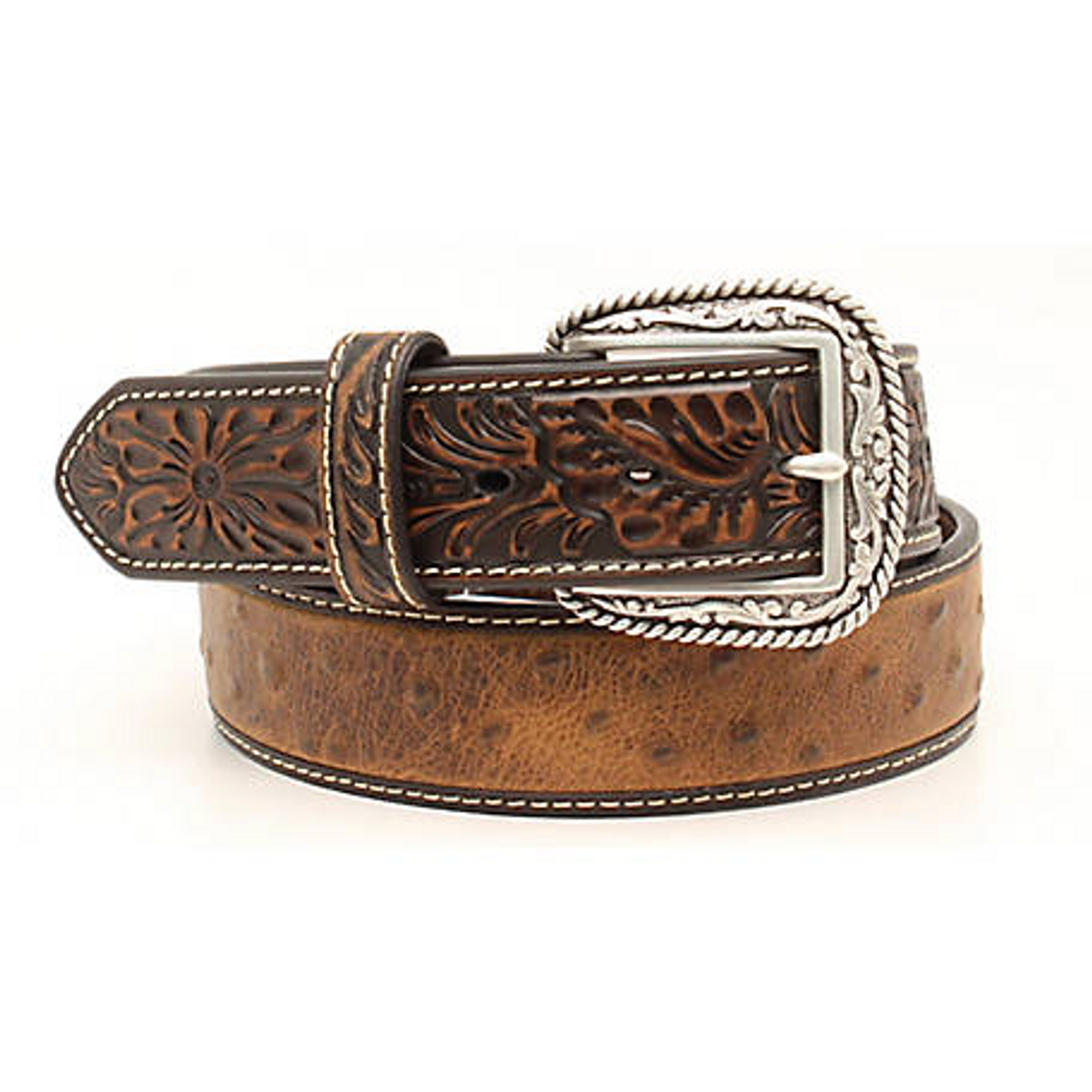 ARIAT OSTRICH TOOLED BROWN BELT