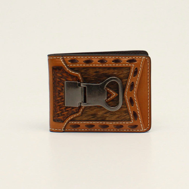Ariat hair on hide money clip bi-fold wallet