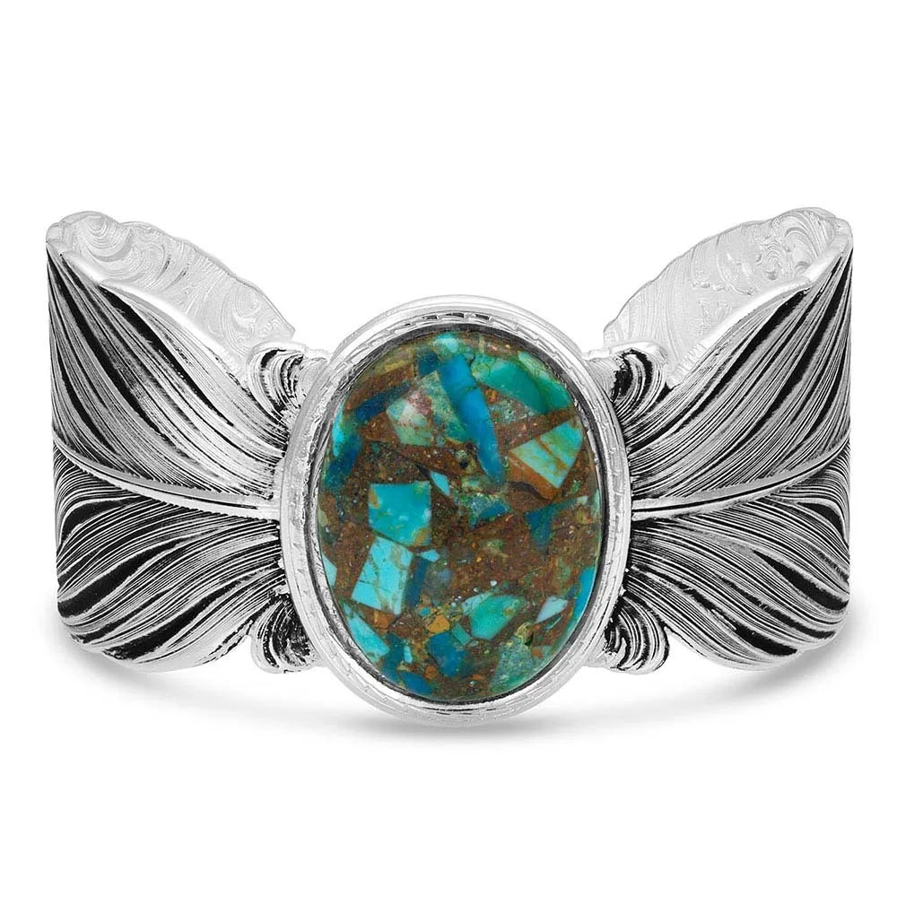 Santa Fe Ruffled Feather Turquoise Bracelet