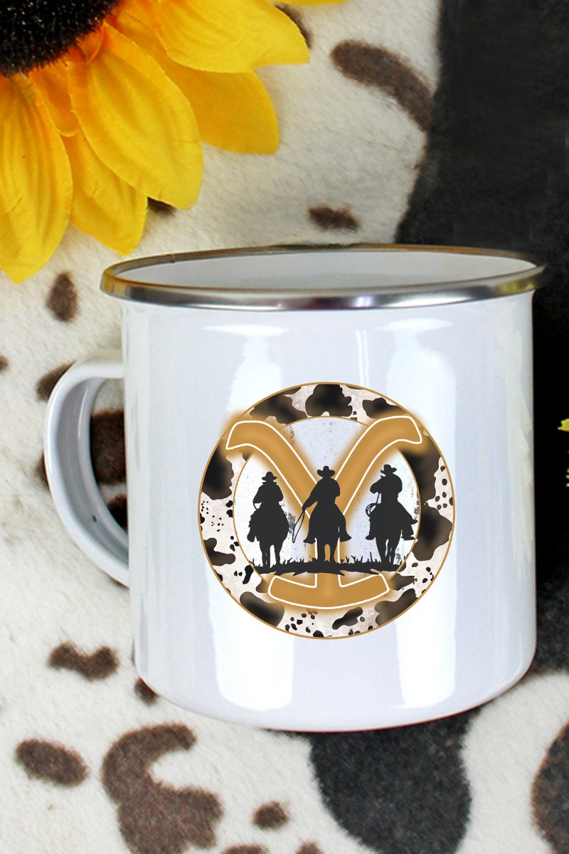 COWHIDE BRANDED YELLOWSTONE CAMPFIRE MUG Farmhouse