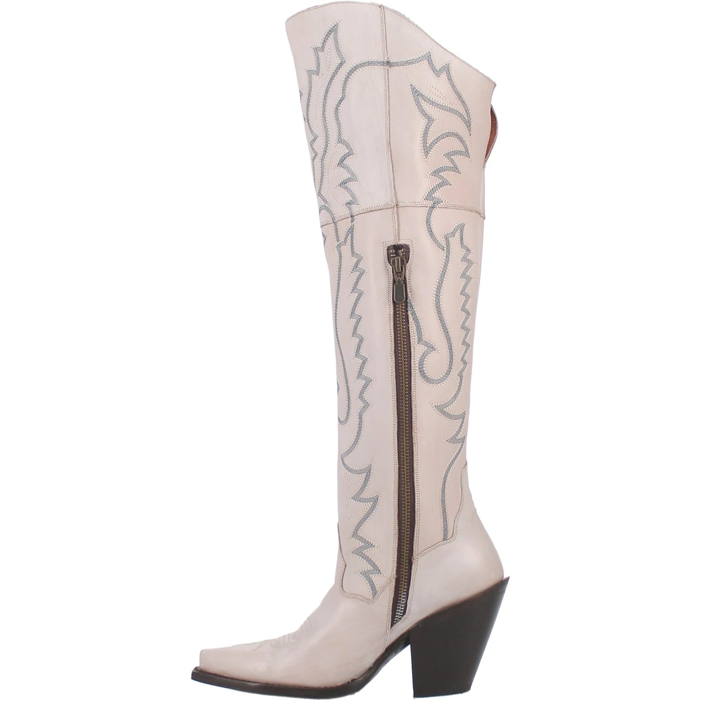 Dolly Jilted White Knee High Boots