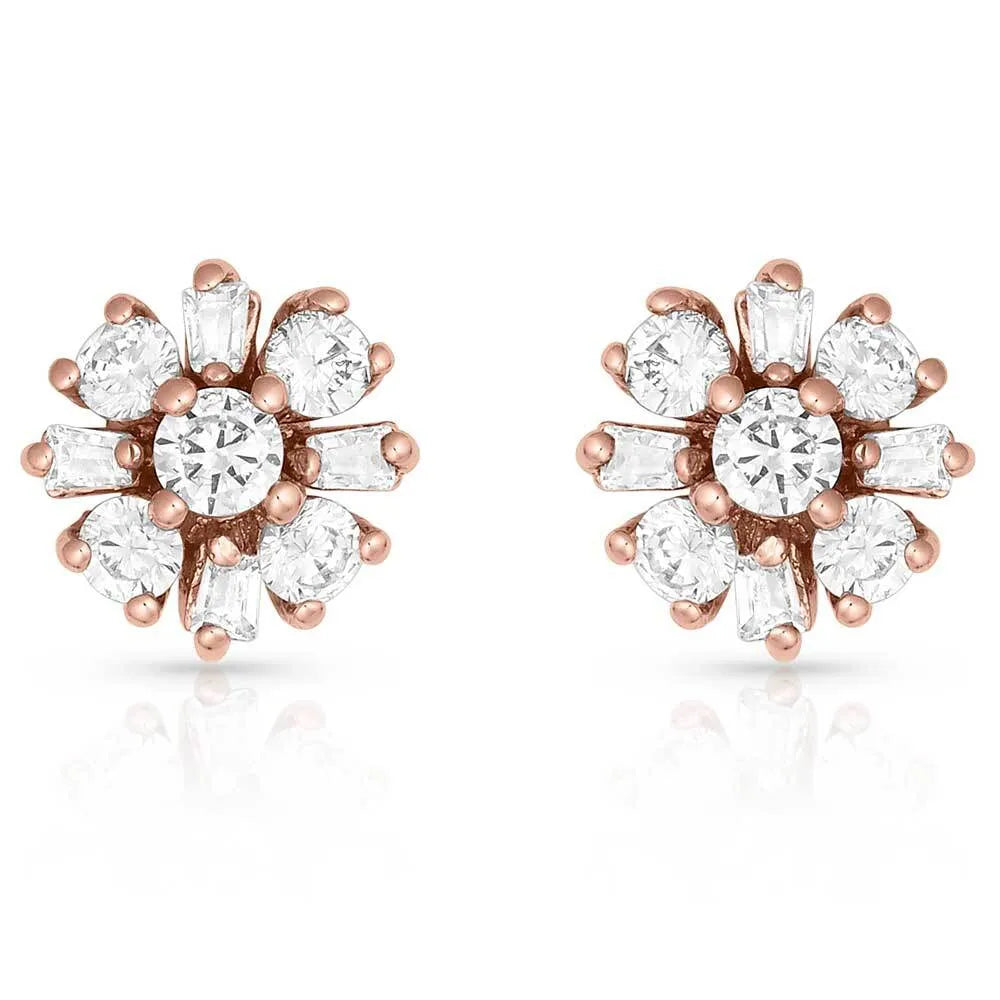 Simply Brilliant Rose Flower Earrings