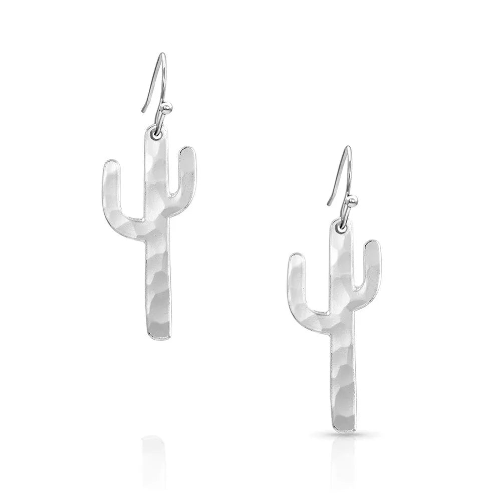 Hammered Silver Cactus Earrings