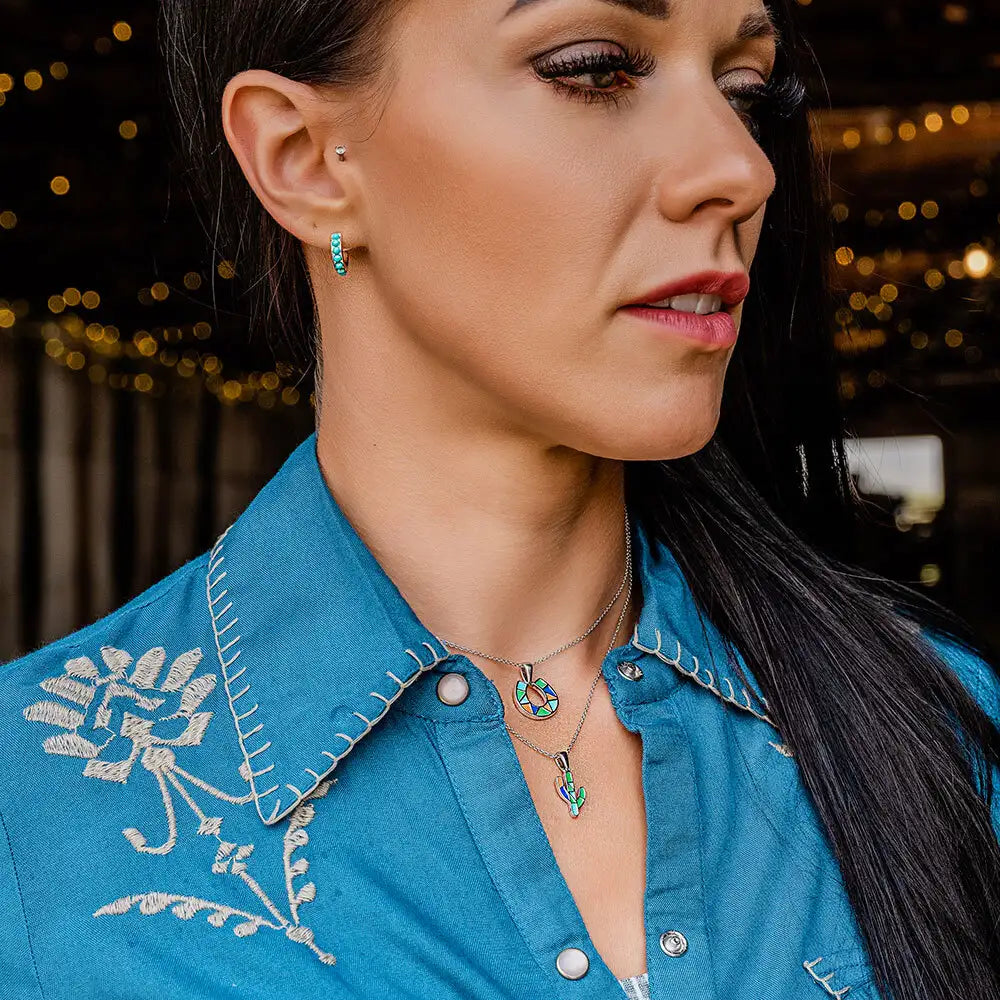 Studded In Turquoise Mini Hoop Earrings (Copy)