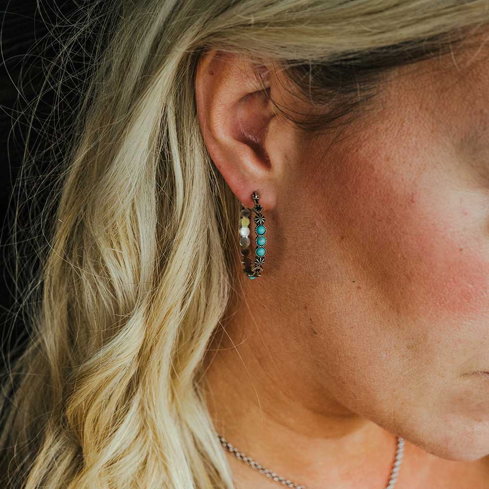 Round N Round Turquoise Hoop Earring