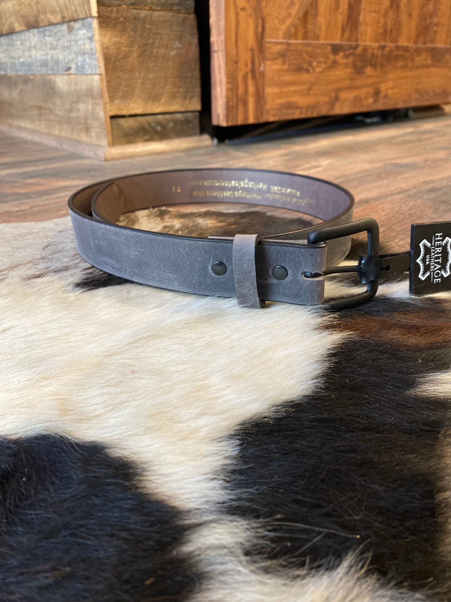 Heritage Leathers USA Gray Leather Belt