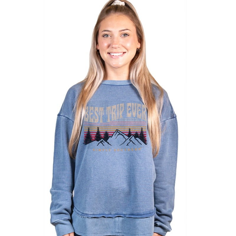 Final Sale ✨ Simply Southern Fleece Crew Trip Denim