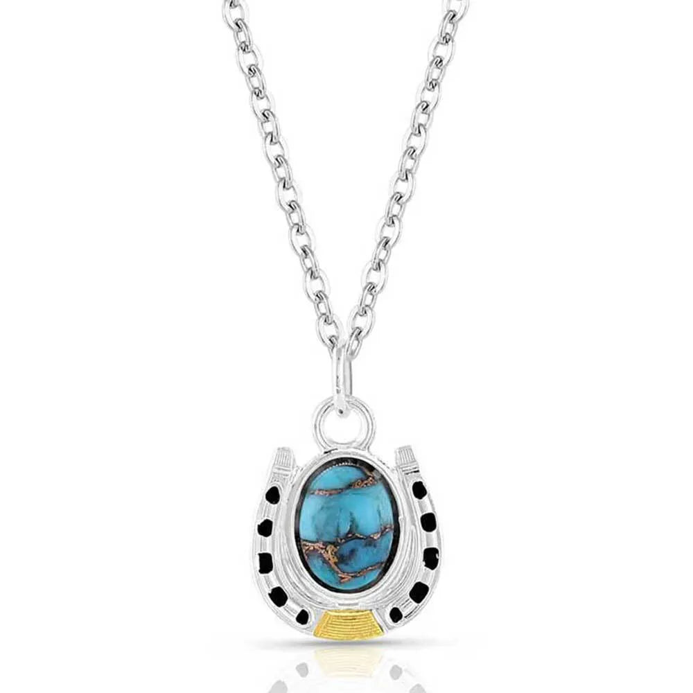 Set In Stone Gold & Turquoise Small Pendant Necklace