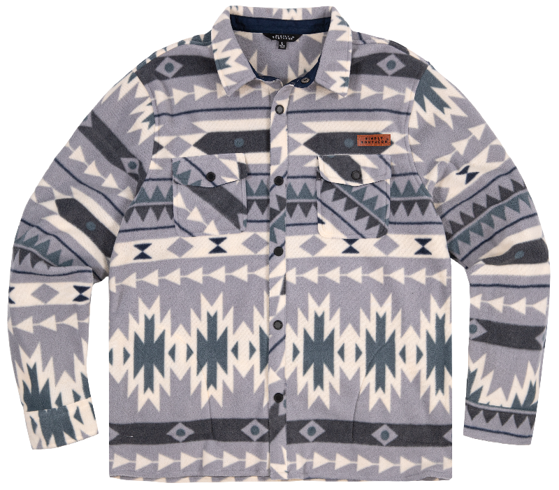 Final Sale ✨ Fleece Shacket Shirt Gray Men's Simply Southern