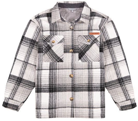 Final Sale ✨ Sherpa Gray Plaid Shacket Simply Southern