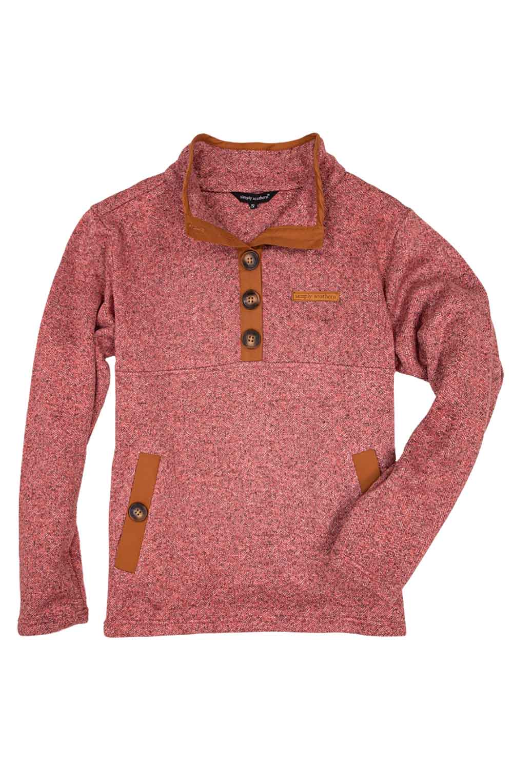 Simply Southern Ladies Herringbone Maroon Pullover