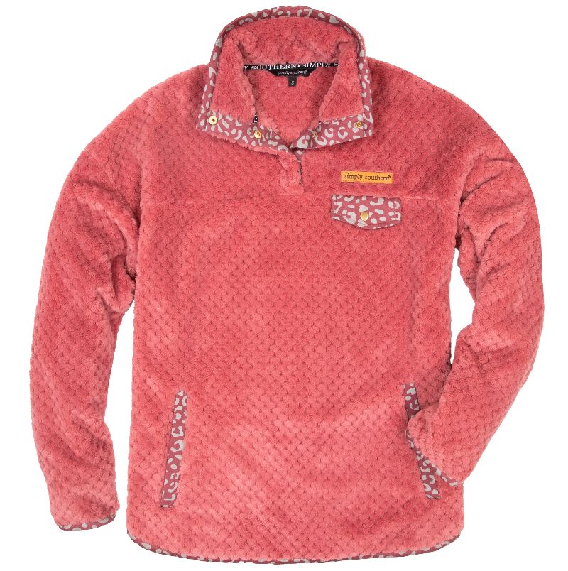 Final Sale ✨Simply Southern Ladies Fleece Pullover Maroon Cheetah