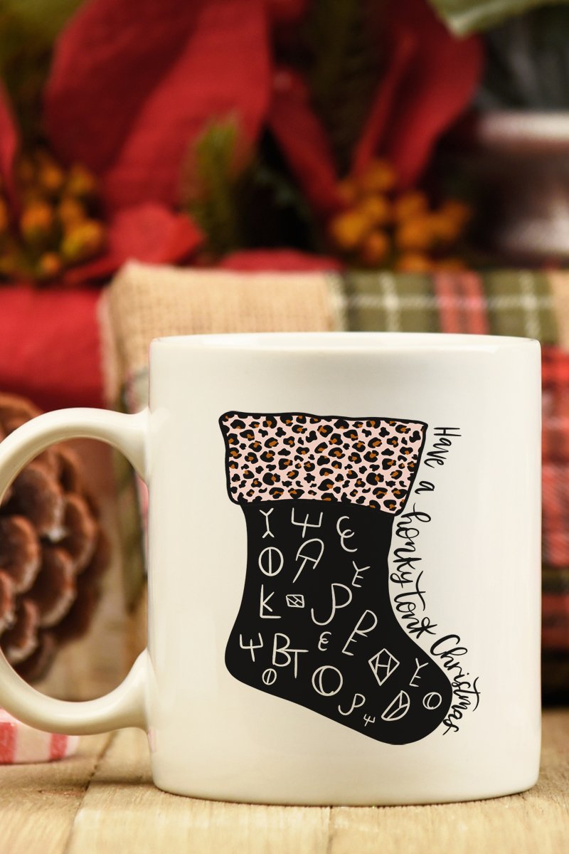 BRANDED STOCKING CHRISTMAS WHITE MUG Farmhouse