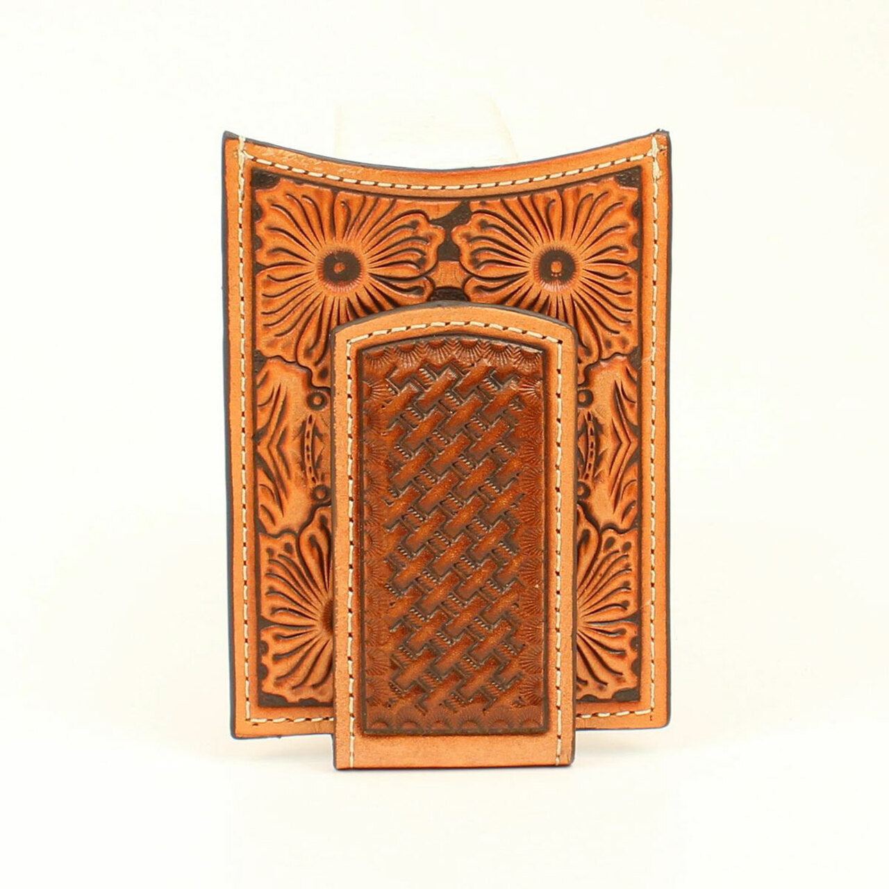 Ariat Men's Basket Weave Floral Money Clip