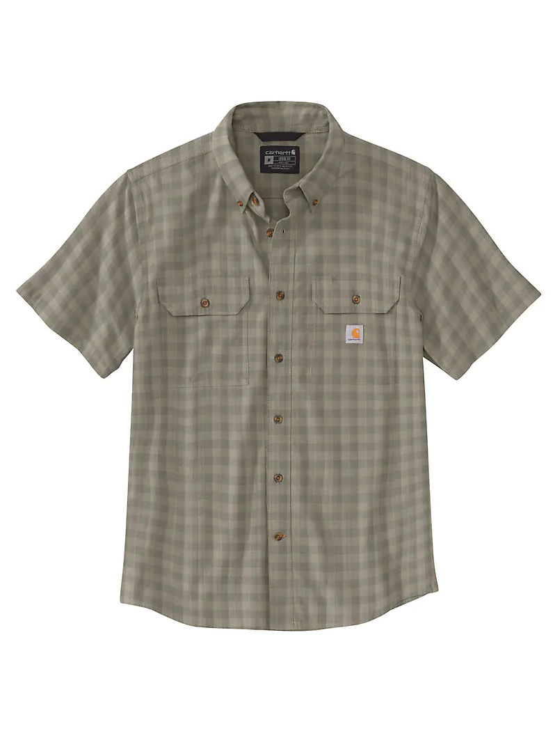 Carhartt Men s Tan Loose Fit Midweight Plaid Short Sleeve Shirt