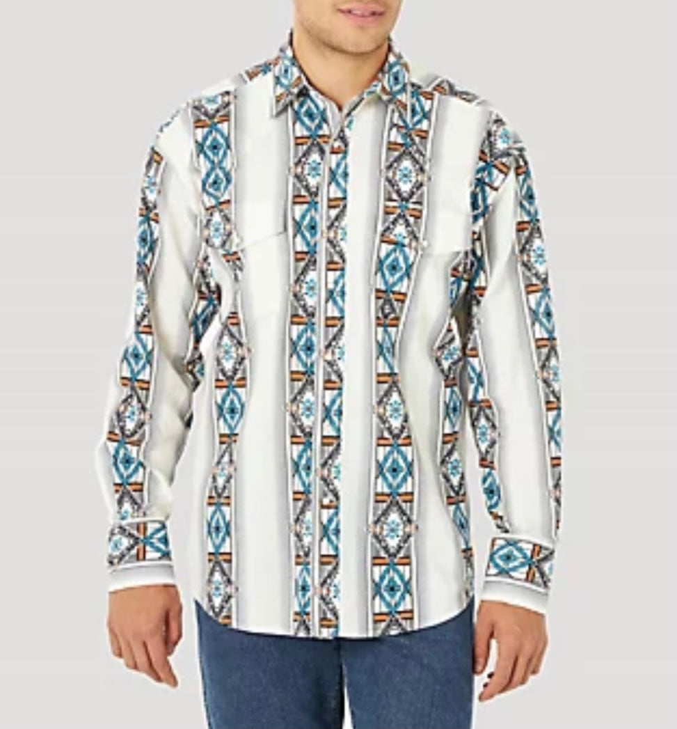 Wrangler Checotah Snap Aztec Mens Shirt