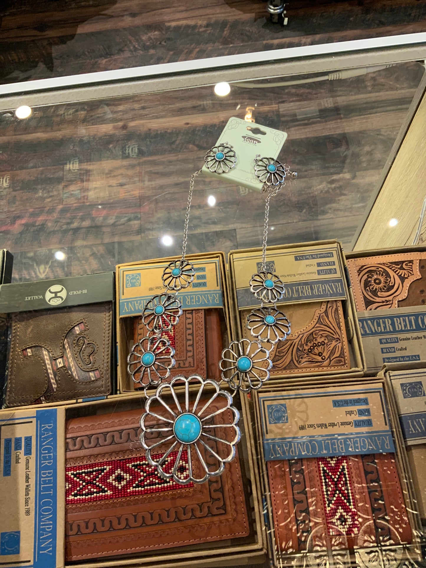 Turquoise Flower Bib Necklace & Earring Set