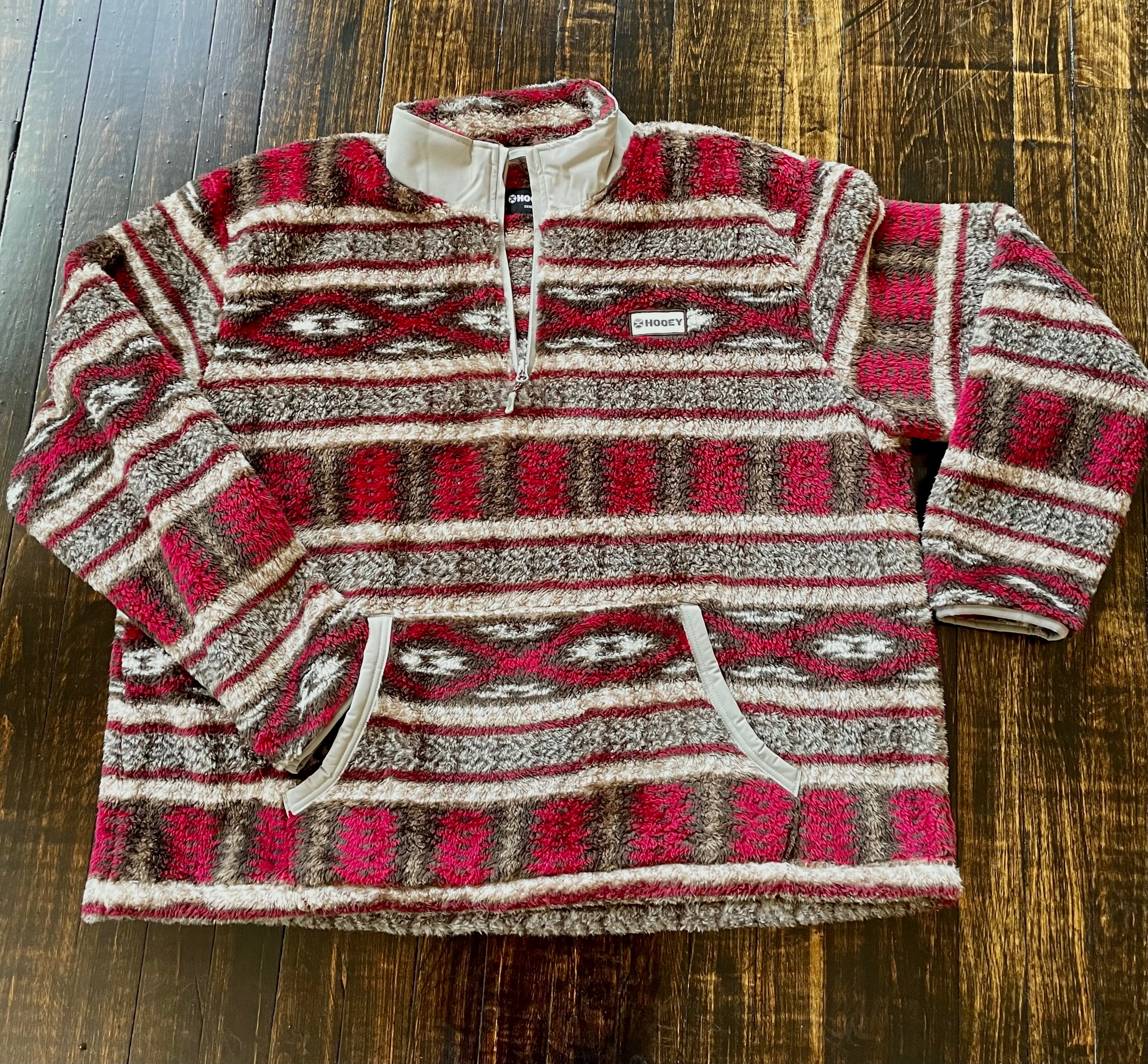 Hooey Aztec Sherpa Pullover - Blue Large, Men's