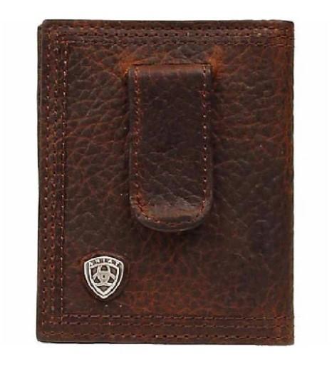 Ariat Men's Dark Rowdy Brown Bifold Money Clip