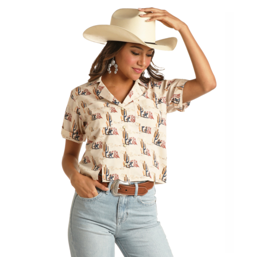 Desert Print Ladies Crop Snap