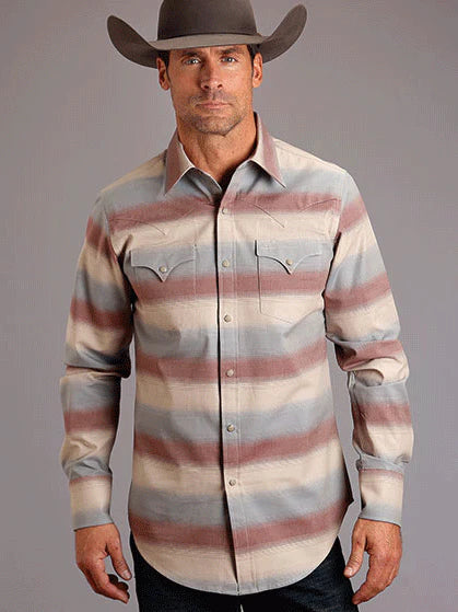 Sale ✨Stetson Ombre Stripe Twill Snap Men's Western Shirt