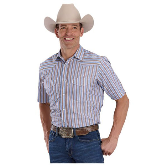 Roper Brown Stripe Snap Up