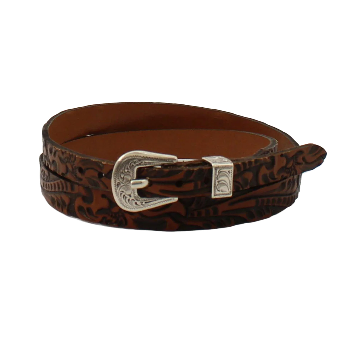 Twister Western Floral Embossed Brown Leather Hatband