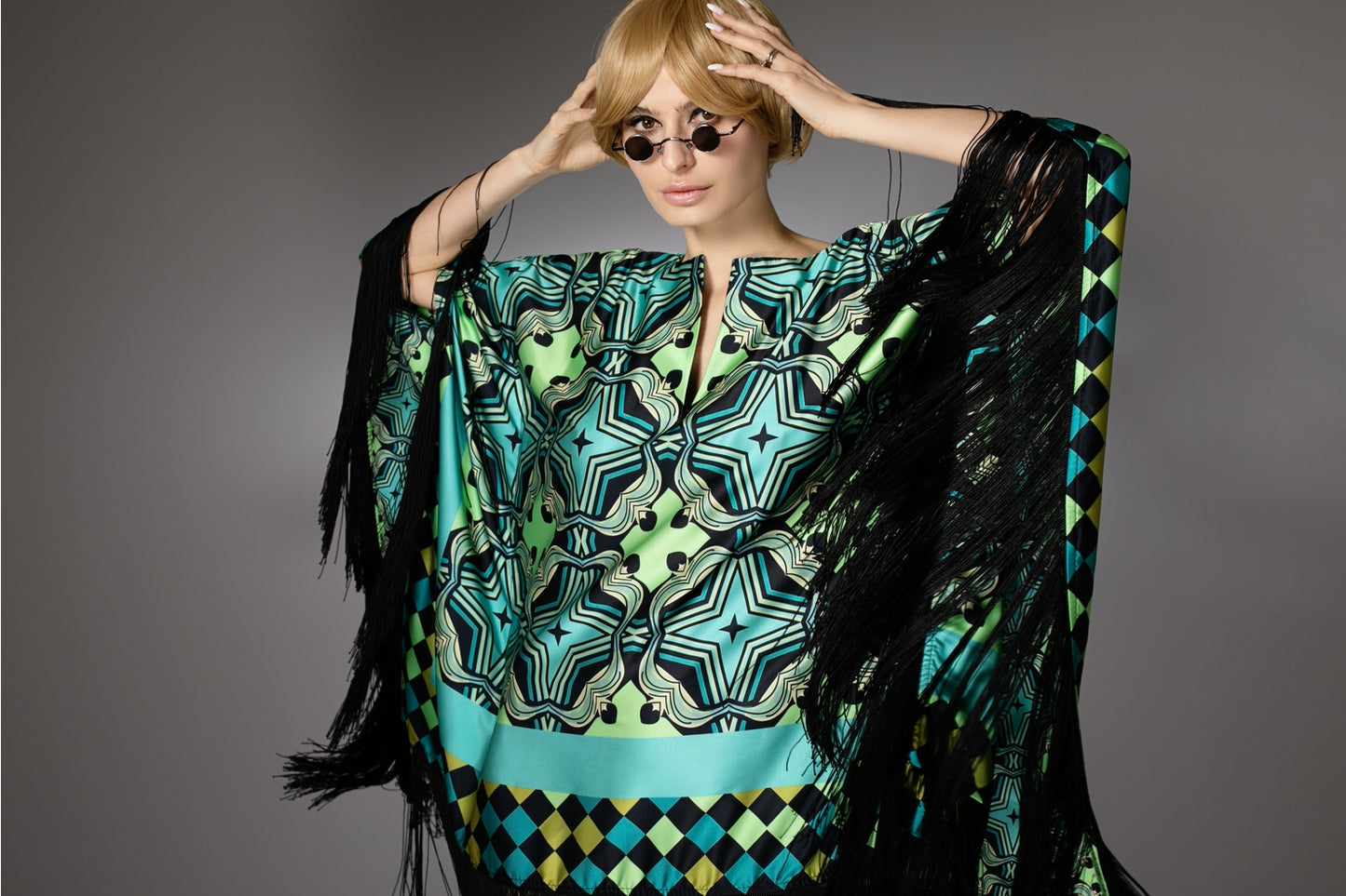 Stars Fringed Satin Dress