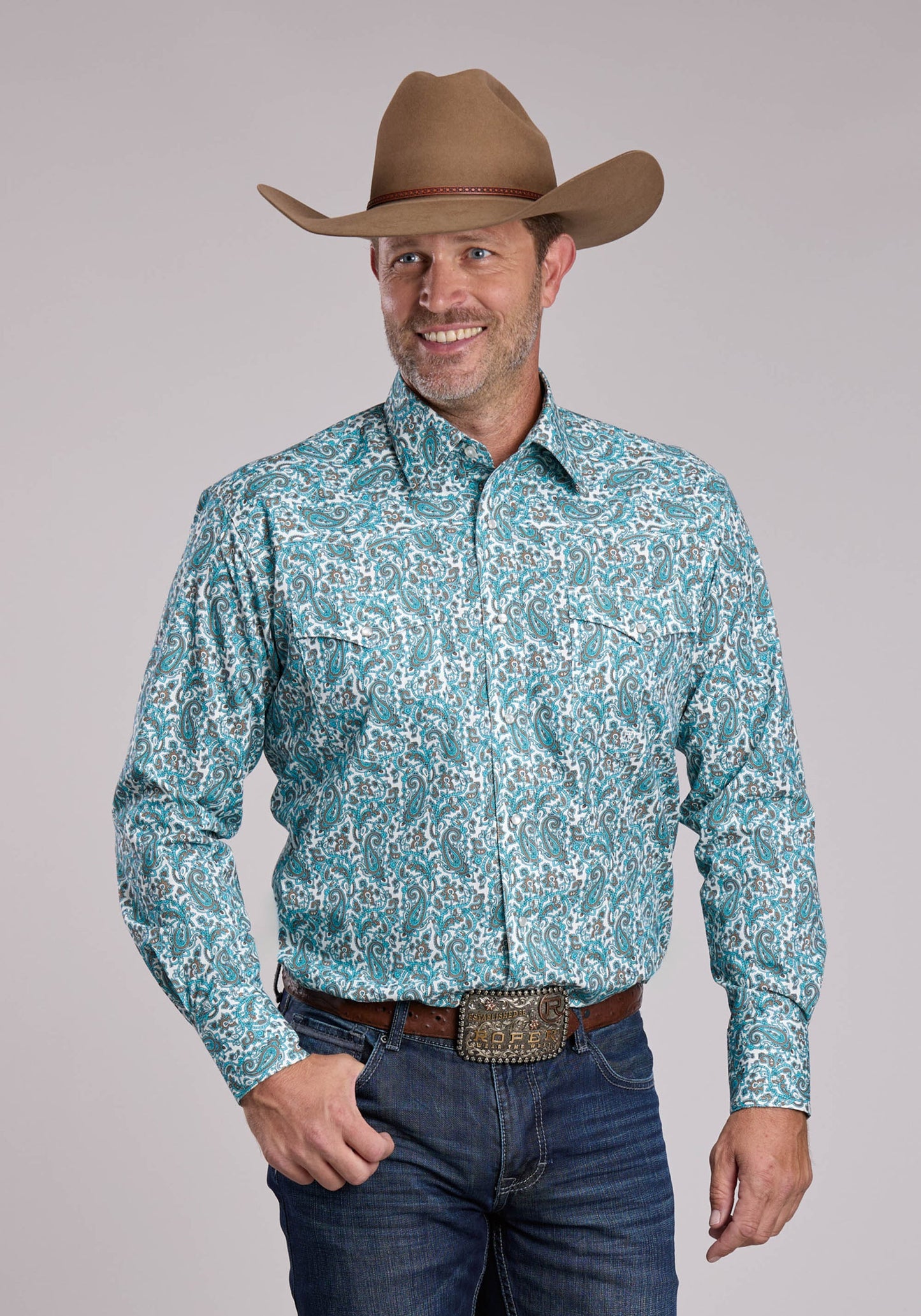 Roper Turquoise Paisley Shirt