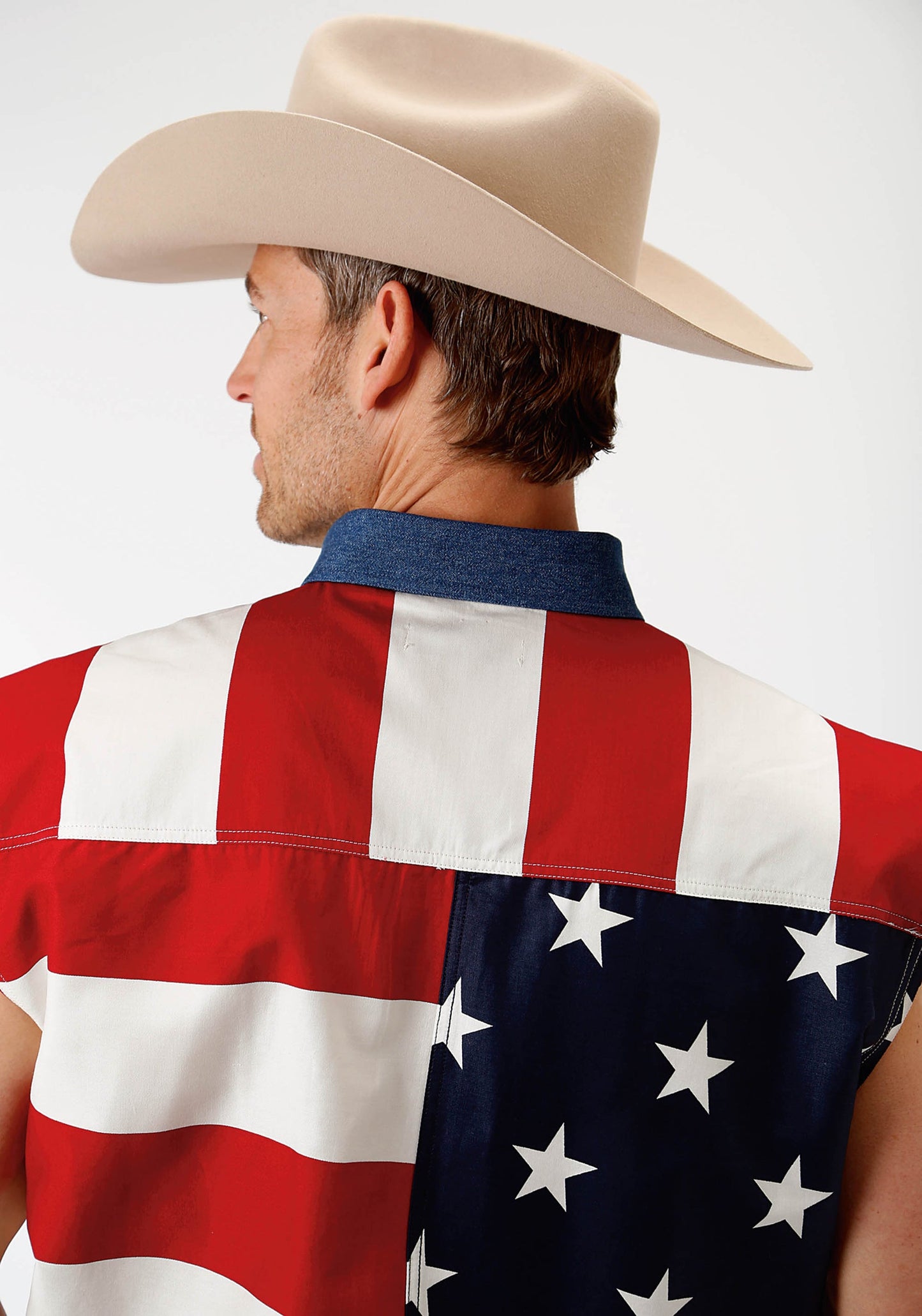 American Flag Sleeveless Snap Up