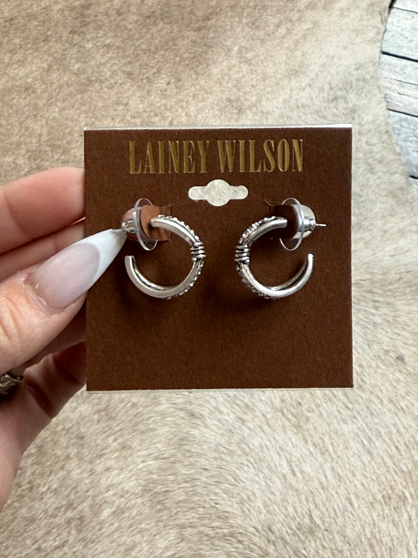 Lainey Wilson Pave Barb Wire Hoop Earring