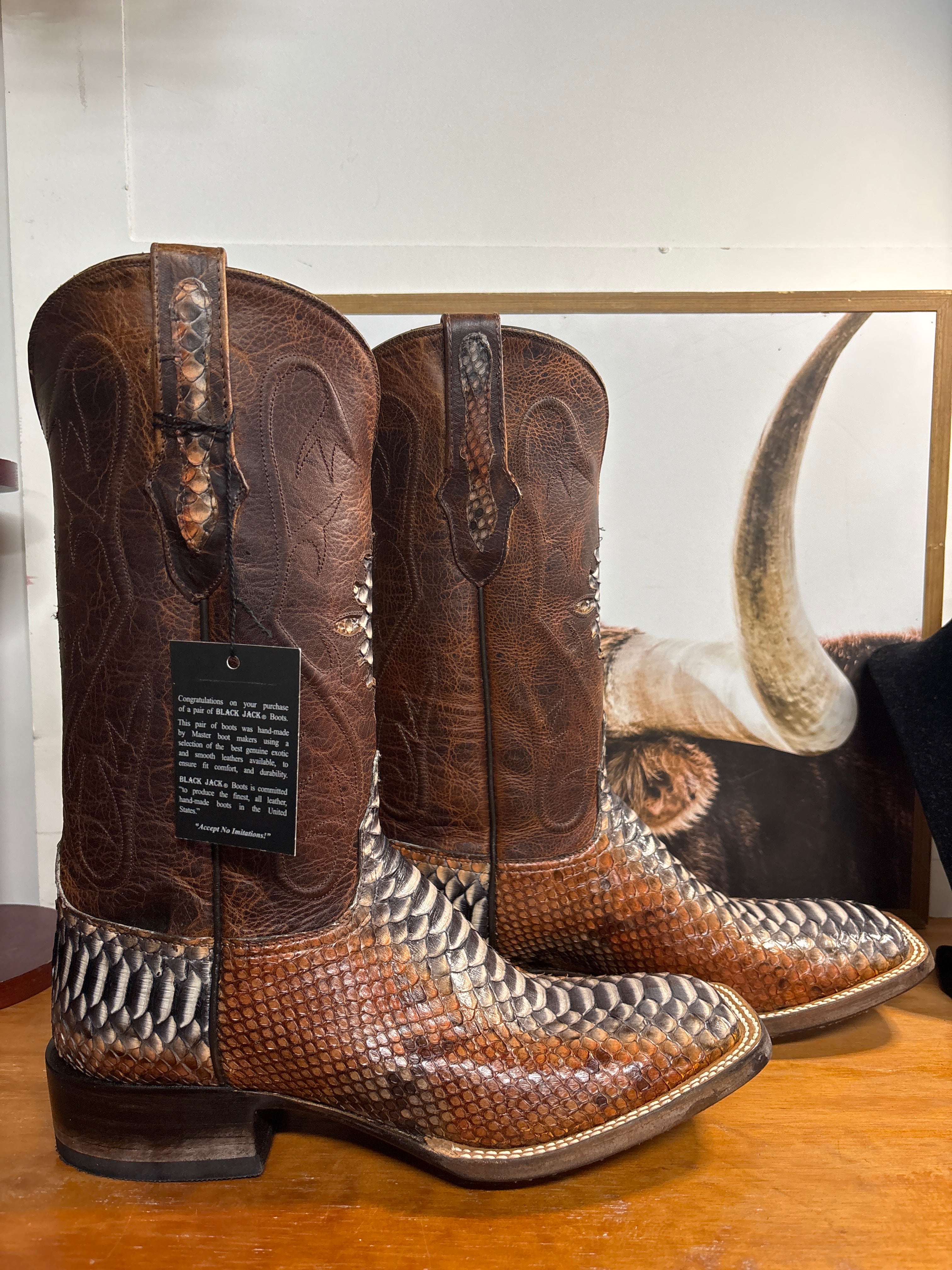 邦楽 the studs fair occasionally dark Black Jack Python Cowboy Boots - Rust Dyed Triad – Wiseman's Western