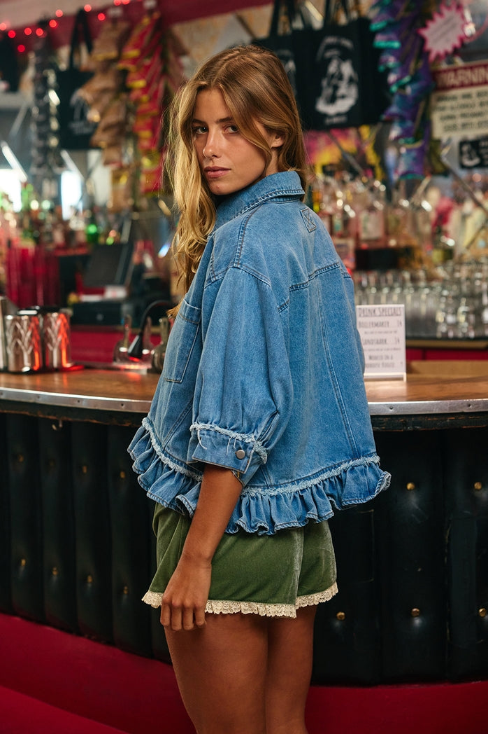 Darlin Denim Ruffle Top