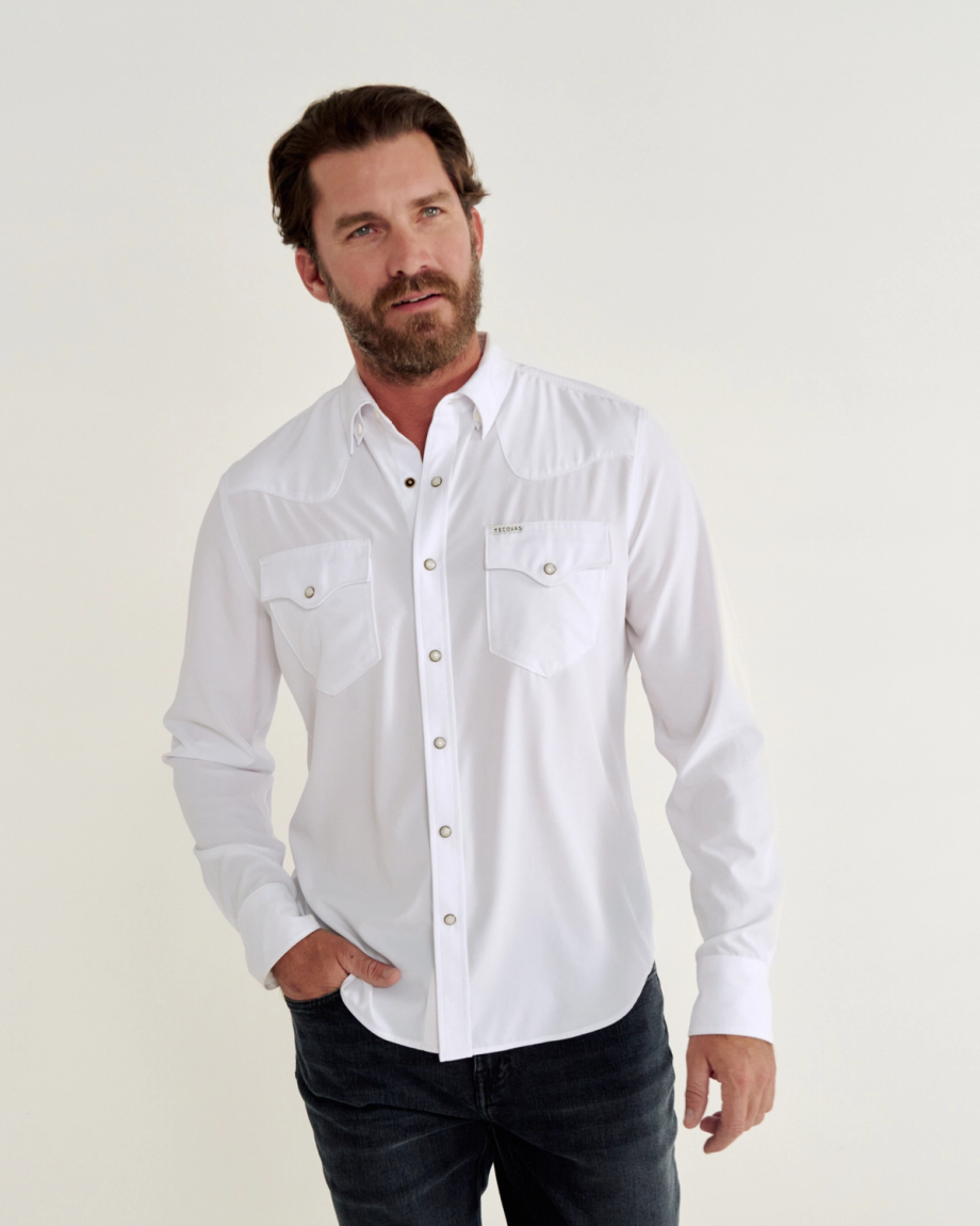 Tecovas Performance Western Pearl Snap White