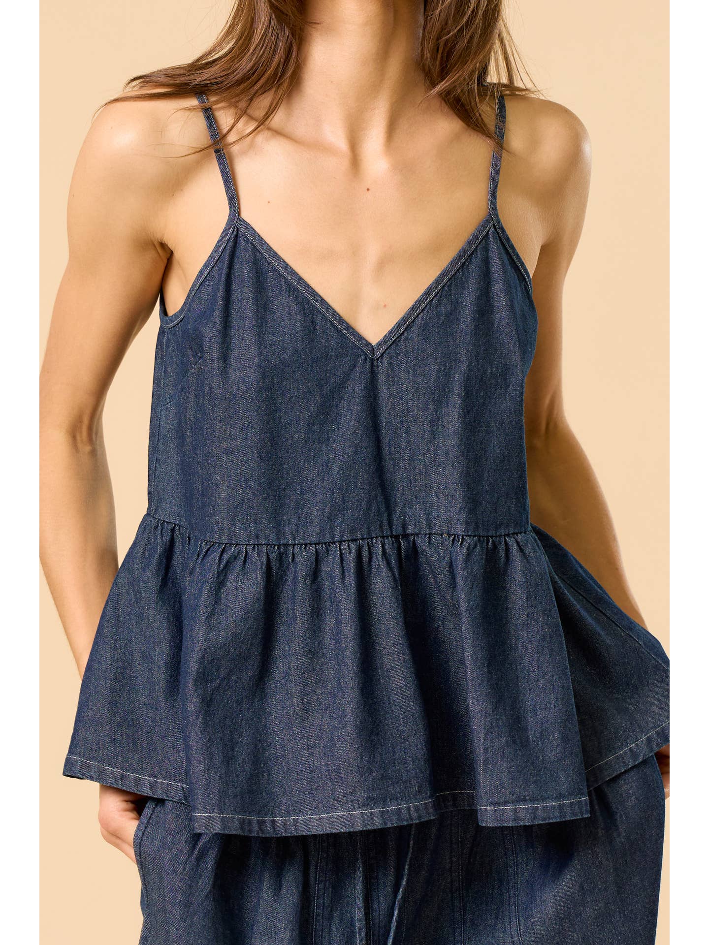 Denim Peplum Tank Top