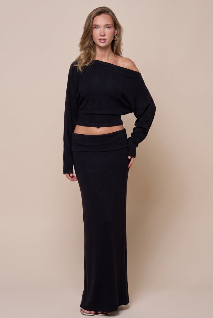 Black Slouch Top & Maxi Skirt Set