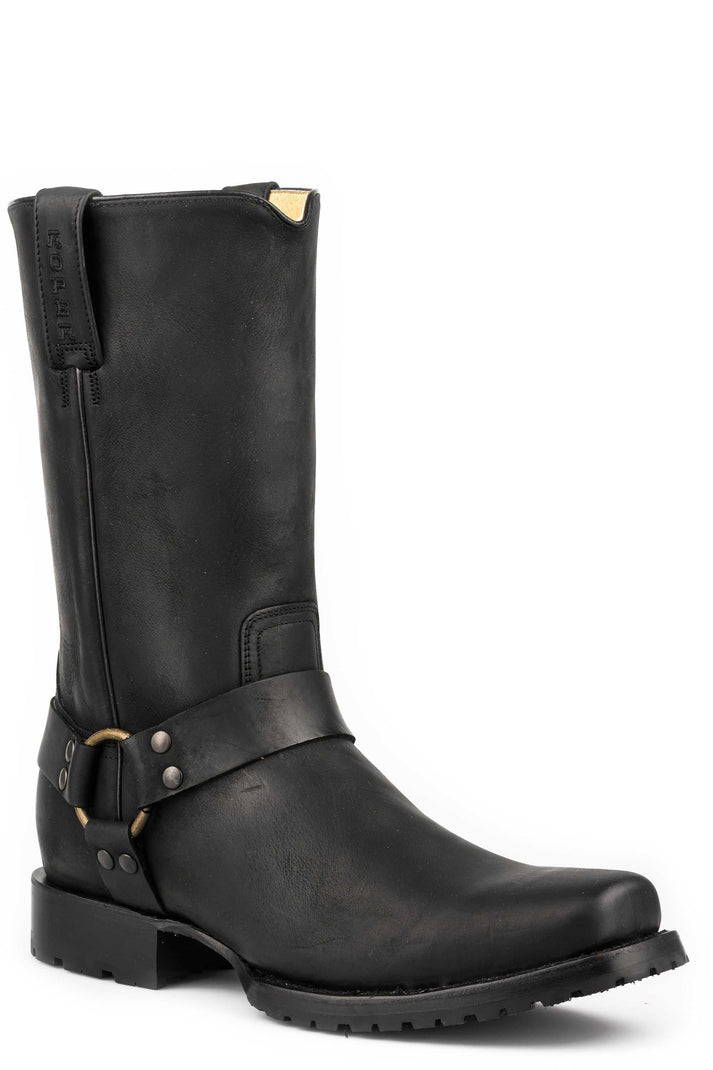 Roper Biker Lug Oiled Black Boots
