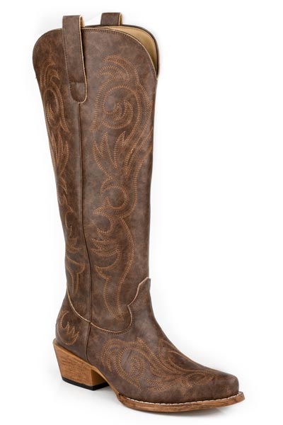 Roper Brown with All Over Embroidery Women's Boots