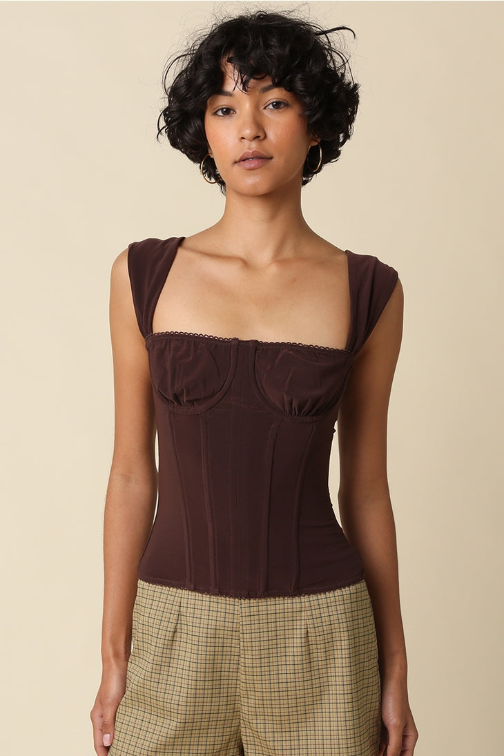Elara Chocolate Structured Top